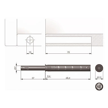 Piston push-to-open K Push avec aimant photo du produit