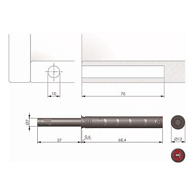 Piston push-to-open K Push Strong photo du produit