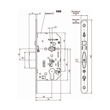 Serrure à encastrer modèle D46* photo du produit