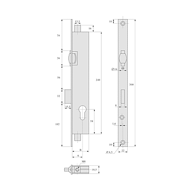 Serrure à encastrer multipoints 2274 T22 photo du produit visuel_1 XL