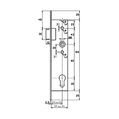 Serrure à encastrer 2241 photo du produit
