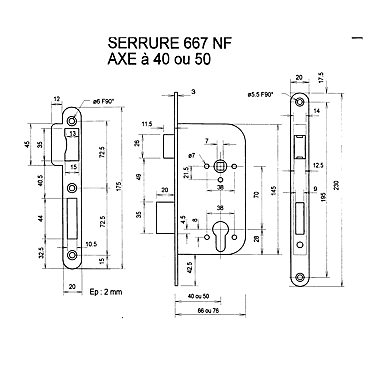 Serrure à encastrer 9667 photo du produit