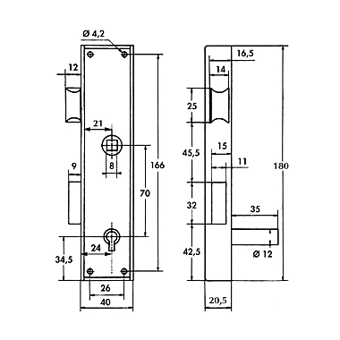 Serrure en applique étroite F1104 photo du produit