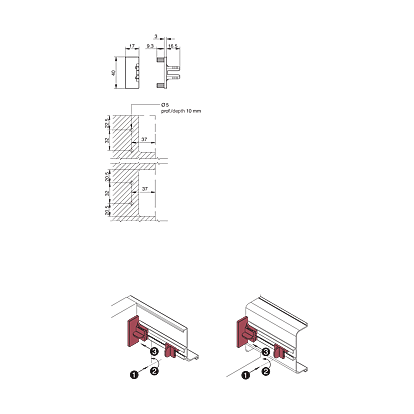 Kit de fixation pour profil horizontal version goujon Gola photo du produit