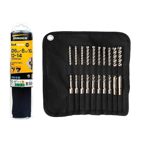 10 forets carbure béton SDS+ Rockfaster photo du produit visuel_1 2XL