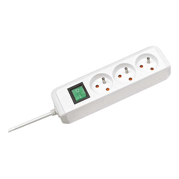 Bloc 3 prises terre avec interrupteur blanc 1,5 mm photo du produit visuel_1 2XL
