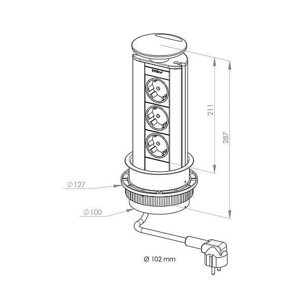 Bloc prise cylindrique rétractable 15931 photo du produit visuel_1 2XL