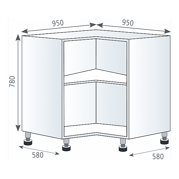 Caisson bas d'angle 90° 2 portes photo du produit visuel_1 2XL
