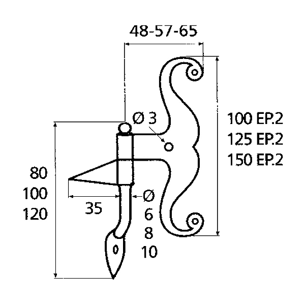 Charnière décorative rustique avec gond à pointe photo du produit visuel_1 2XL
