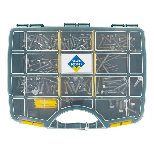 Coffret 172 vis métaux tête hexagonale acier zingué blanc photo du produit visuel_1 2XL