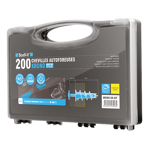 Coffret 200 chevilles zamak autoperceuses Krono photo du produit visuel_1 2XL
