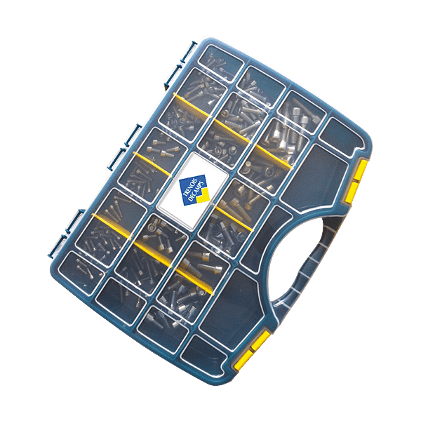 Coffret 212 vis métaux tête cylindrique 6 pans creux CHC acier zingué blanc photo du produit visuel_1 2XL