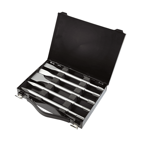 Coffret 5 burins plats et pointus SDS + photo du produit visuel_1 2XL