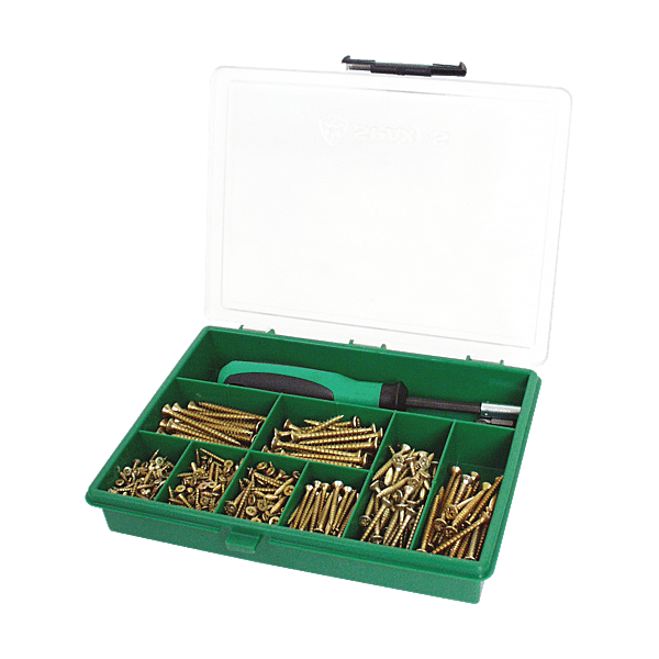 Coffret 630 vis à bois tête fraisée Pozidriv acier zingué bichromaté photo du produit visuel_1 2XL