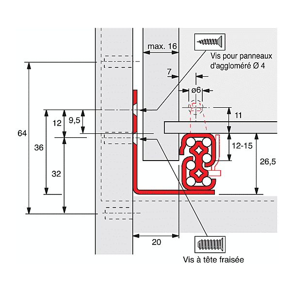 Coulisse à billes Quadro V6 photo du produit visuel_1 2XL