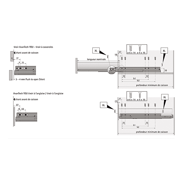Coulisse Actro You avec silent system pour tiroir AvanTech You photo du produit visuel_1 2XL