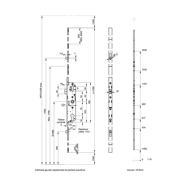 Crémone à barillet R2 DF/DV ajustable photo du produit visuel_1 2XL