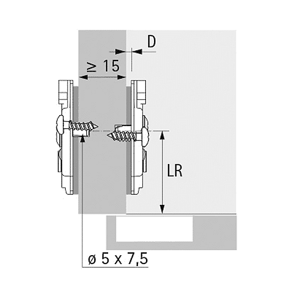 Embase de charnière cruciforme Direkt avec tenons pilotes photo du produit visuel_1 2XL