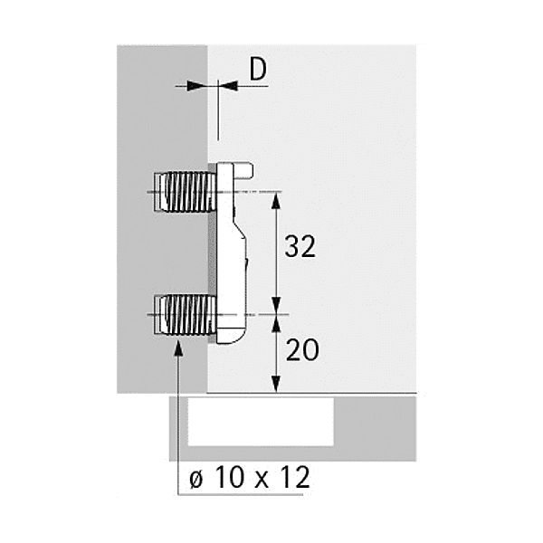 Embase de charnière linéaire à enfoncer photo du produit visuel_1 2XL