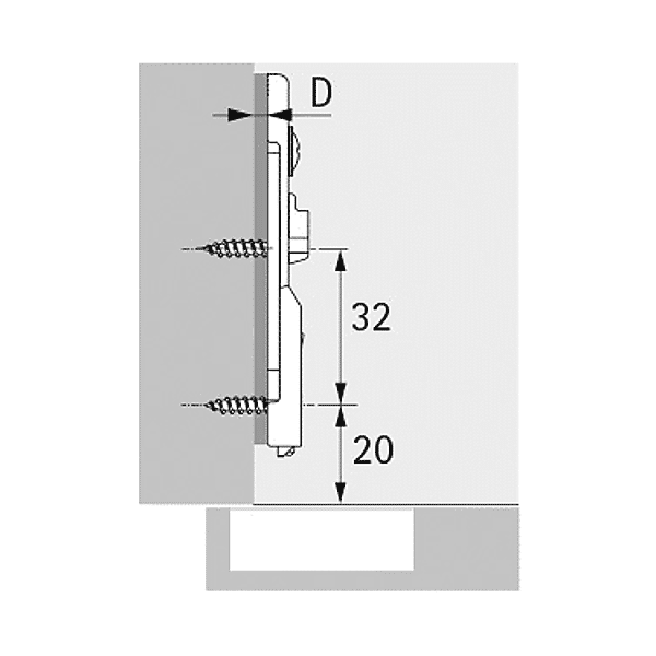 Embase de charnière linéaire à visser photo du produit visuel_1 2XL