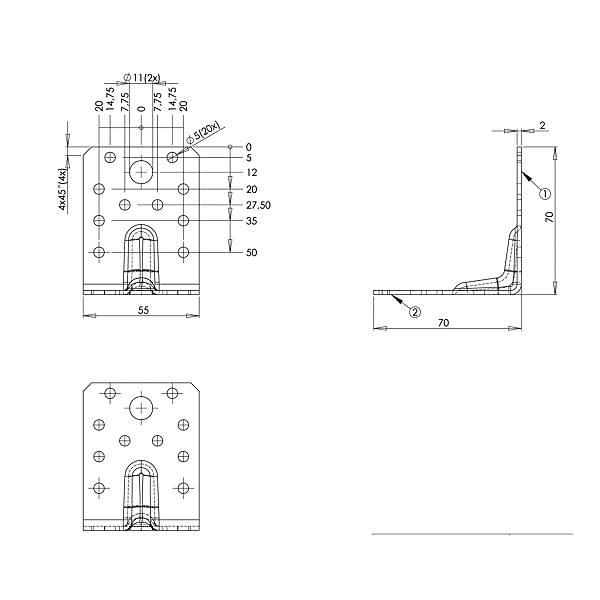 Équerre de charpente à ailes inégales photo du produit visuel_1 2XL