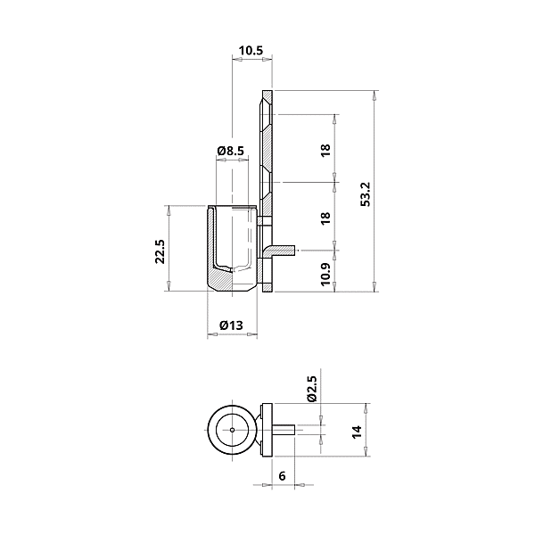 Fiche à broche sur platine avec insert en nylon Ø 13 mm photo du produit visuel_1 2XL