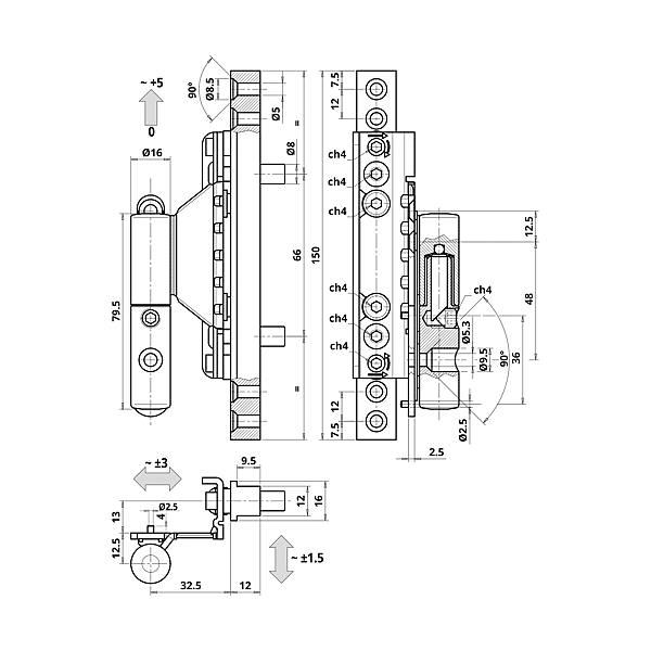 Fiche à platine réglable Ø 16 mm Bixacta photo du produit visuel_1 2XL