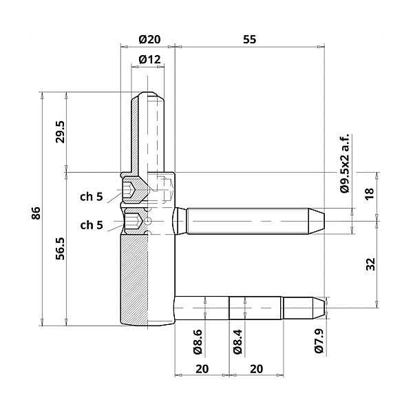 Fiche réglable à 2 broches Ø 20 mm Exacta photo du produit visuel_1 2XL