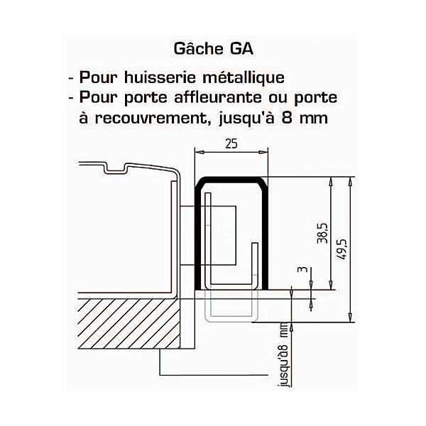 Gâche GA pour serrure Exclusive photo du produit visuel_1 2XL