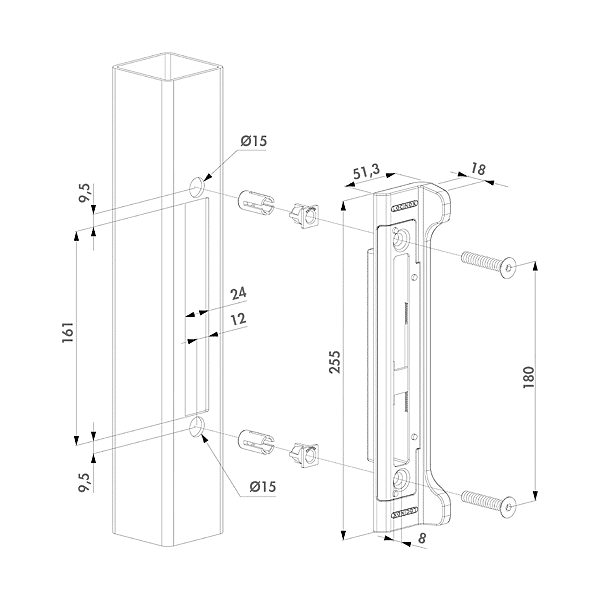 Gâche pour serrure Fortylock photo du produit visuel_1 2XL