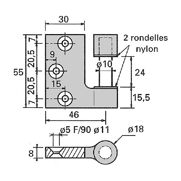 Gond à entailler pour huisseries bois photo du produit visuel_1 2XL