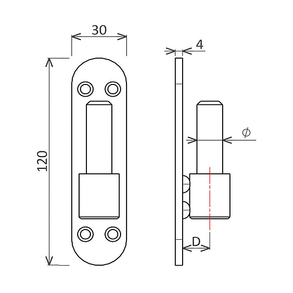 Gond à platine acier Ø12 photo du produit visuel_1 2XL