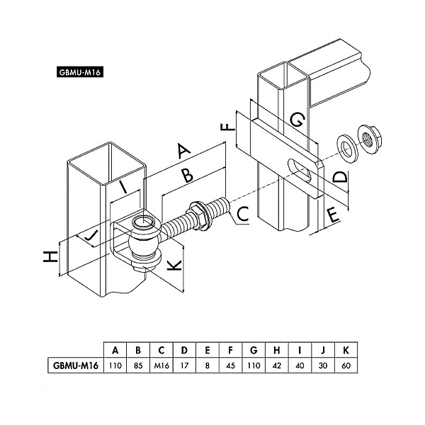 Gond de portail avec bague inox GBMU-B photo du produit visuel_1 2XL