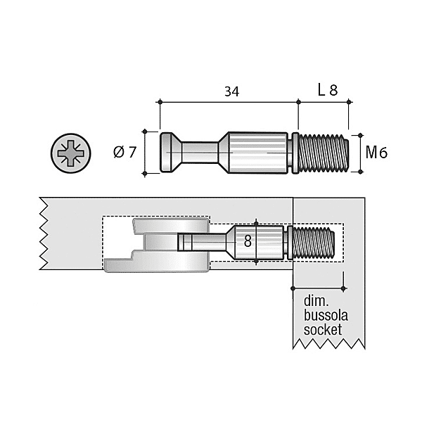 Goujon filet M6 pour excentrique CO1 photo du produit visuel_1 2XL