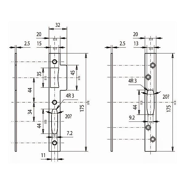 Jeu de gâches 100 Oblong pour serrure Trilock 5000 standard et A2P* photo du produit visuel_1 2XL