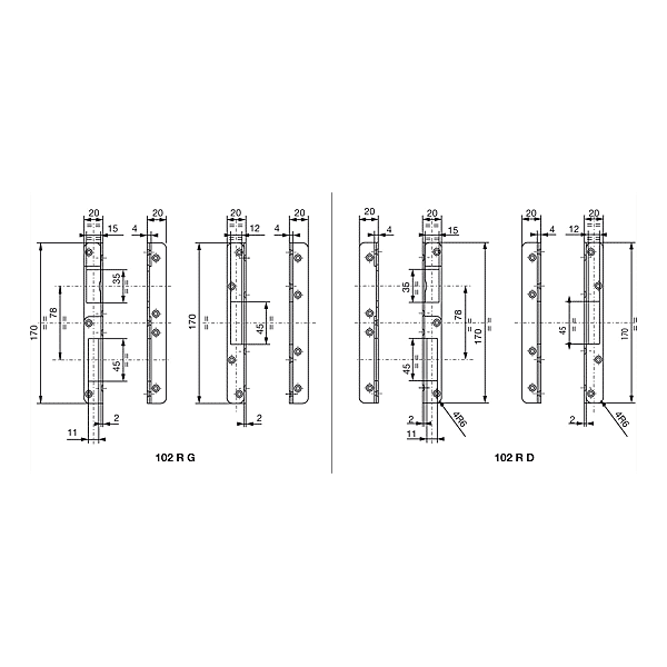 Jeu de gâches 102 pour serrure Trilock 5000 A2P photo du produit visuel_1 2XL