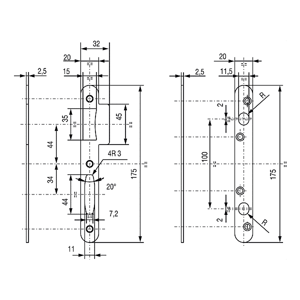 Jeu de gâches 104 pour serrure Trilock 5900 standard et A2P* photo du produit visuel_1 2XL