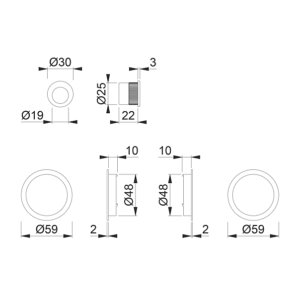 Jeu de poignées cuvettes rondes et tire-doigt 3947 photo du produit visuel_1 2XL