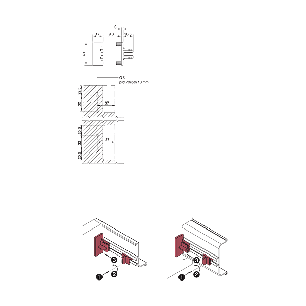 Kit de fixation pour profil horizontal version goujon Gola photo du produit visuel_1 2XL