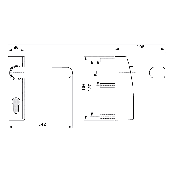 Module extérieur béquille débrayable et trou de cylindre PHT01 Contur photo du produit visuel_1 2XL