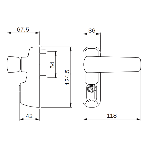 Module extérieur béquille et trou de cylindre petit modèle Promium by ISEO photo du produit visuel_1 2XL