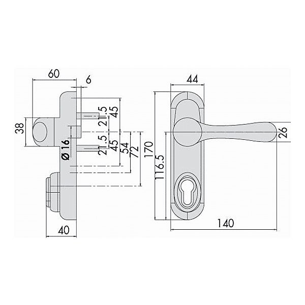 Module extérieur béquille semi débrayable et trou de cylindre Touch Bar Securistyle photo du produit visuel_1 2XL