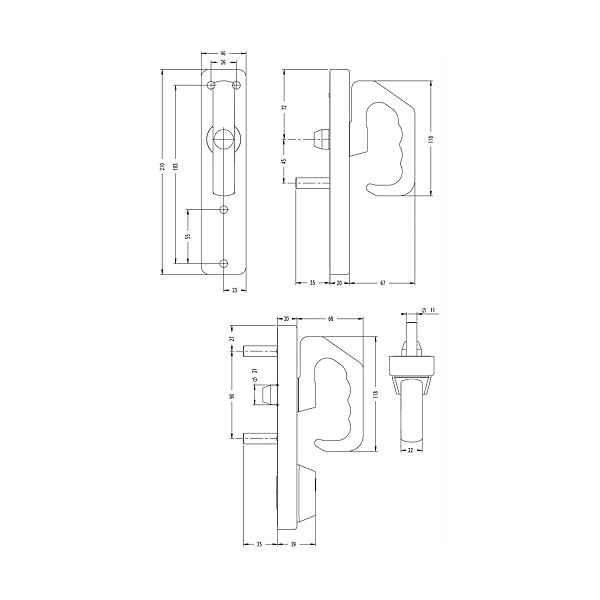 Module extérieur poignée rotative et trou de cylindre rond PR2E photo du produit visuel_1 2XL