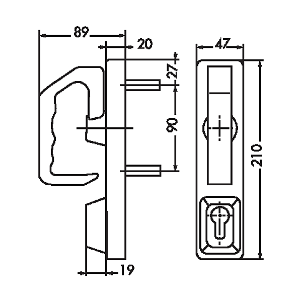 Module extérieur poignée rotative et trou de cylindre PR2E photo du produit visuel_1 2XL