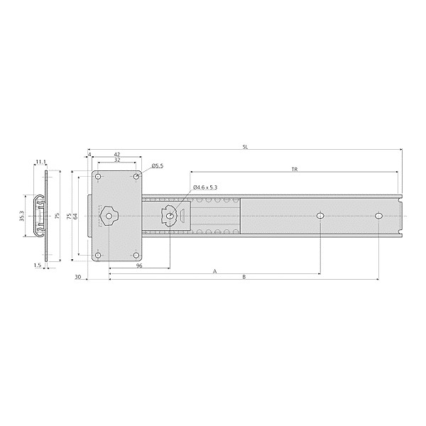 Paire de coulisses à bille DZ 1312 photo du produit visuel_1 2XL