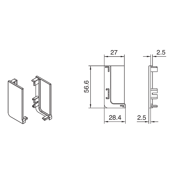 Paire d'embouts fermé pour poignée L Gola photo du produit visuel_1 2XL