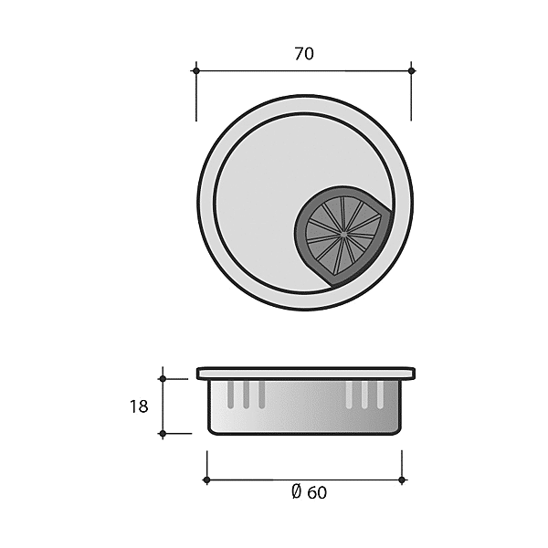 Passe-câble rond à encastrer avec joint en silicone PC photo du produit visuel_1 2XL