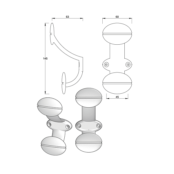 Patère aluminium N°2131 bis photo du produit visuel_1 2XL