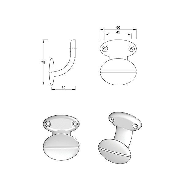 Patère aluminium N°2132 photo du produit visuel_1 2XL
