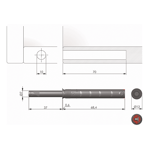 Piston push-to-open K Push Strong photo du produit visuel_1 2XL